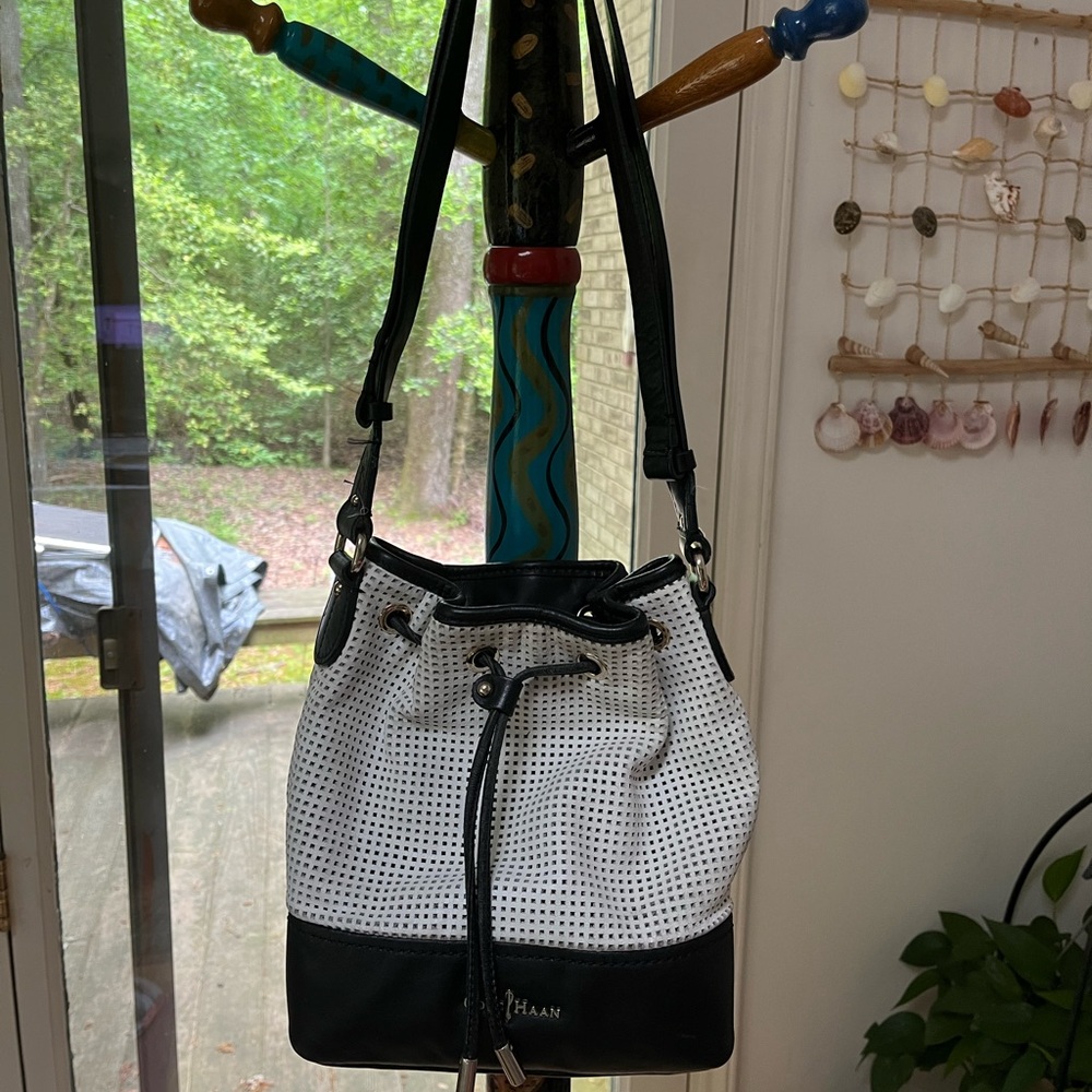 Cole Haan Linley Perforated Leather Drawstring Purse